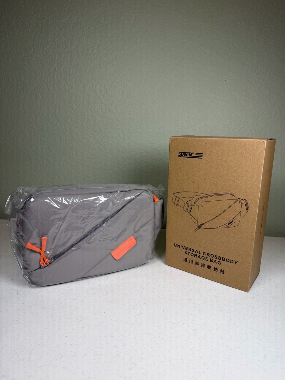STARTRC Universal Crossbody Storage Bag – Gray & Orange – Brand New in Box